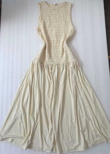 Cream Smocked Maxi Dress