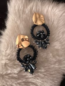 Black faceted crystal Drop Earrings