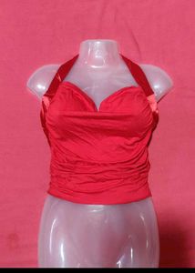 QUIZ Red Halter Wrap Top