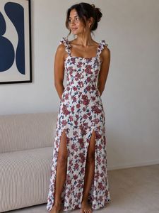 Floral Print Maxi Dress with Slits