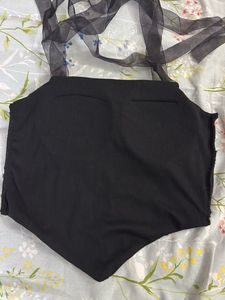 Black Corset Ribbon Tie Shoulders