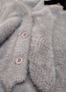 Cozy Blue Fuzzy Cardigan