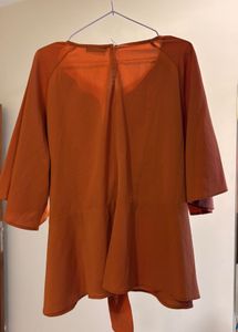 Chic Orange Tie-Front Blouse