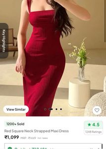 Elegant Red Ribbed Midi Dress