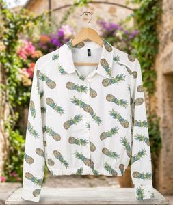 Chic Pineapple Print Button-Up Shirt🍍😍⚡