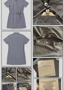 Greyish Blue Shirt Dress with Belt