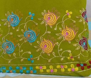 Emerald Elegance - Olive Green Embroidered Suitset