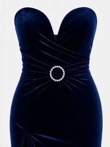 Velvet Evening Gown with High Slit