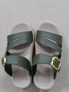 Olive Green Buckle Sandals