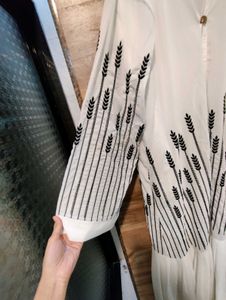 Elegant White Kurta with Black Embroidery