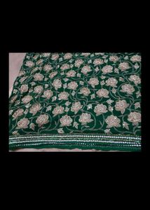 Emerald Green Embroidered Saree