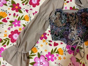 Floral Corset Top with Puff Sleeves❤️‍🔥🦋🌸