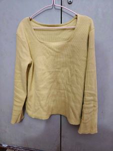 Yellow Long Sleeve ribbed Top