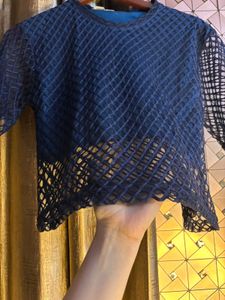 Elegant Black Kurta  Gold Print with crop top