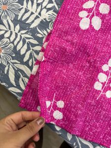 Vibrant Pink Leaf Print Blouse