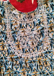 Stylish Blue &amp; Yellow Printed Kurta Set
