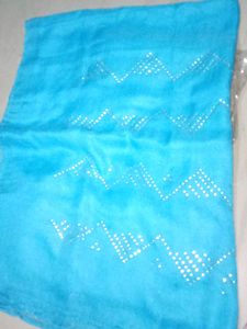 Cotton Sky 💙 Blue Colour With Stone Stole