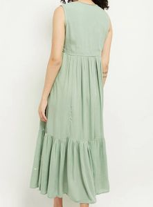 Green Embroidered  Cotton gown