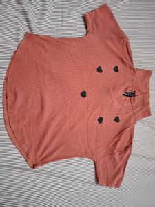Cute Heart Graphic Mock Neck Top