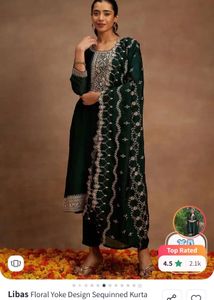 Libas Emerald Green Kurta Set with Dupatta