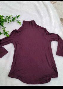 Burgundy Turtleneck Top