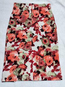 Floral Print Skirt with Slit