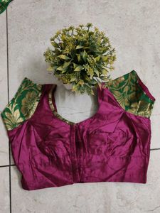 Magenta &amp; Green silk saree
