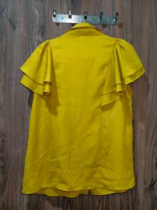 Stylish Yellow Ruffled Sleeve Top