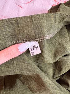 Stylish Olive Green Collared Dress