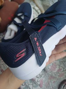 sketchers girls navy blue ballet slip on sneakers