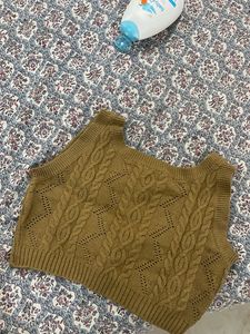 Cable Knit Lace-Up Vest