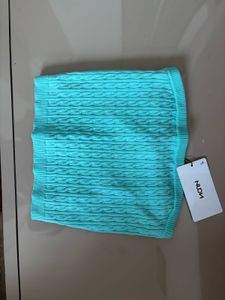 Aqua Blue Cable Knit Tube Top