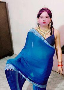 Vibrant Blue Embellished Saree