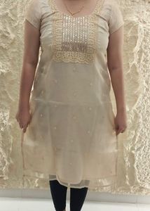 Elegant Cream Embroidered Straight Kurti ✨