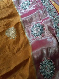 Elegant Yellow &amp; Pink Saree