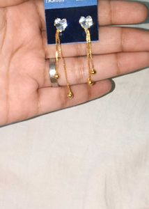 Pearl &amp; Heart Dangle Earrings Set