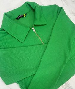 Bright Green Cropped Zip-Up