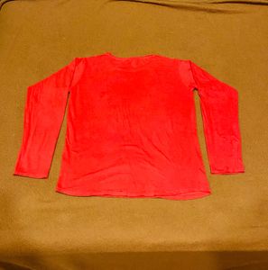 Men Solid Round Neck Poly Cotton Red T-Shirt