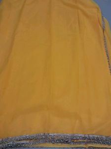 Vibrant Yellow Saree with Silver Border