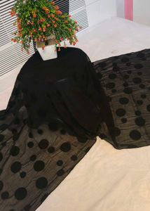 Chic Black Polka Dot Sheer Dupatta
