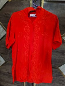 Red Embroidered  gothic shirt
