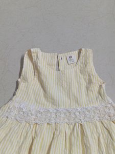 Frock Yellow White - Soft Cotton Lining Inside