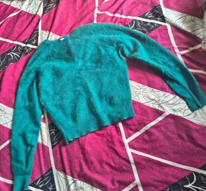 Teal V-Neck Knit Sweater
