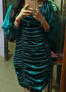 Teal Ruched Party Dress