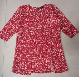 Stylish Red Printed Tunic Top