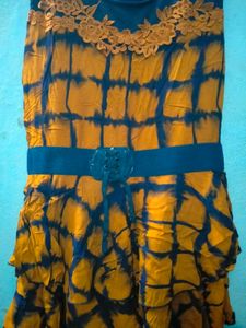 Stylish Tie-Dye Gown with Belt