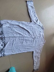 White sequenced Kurta women long top size xxl