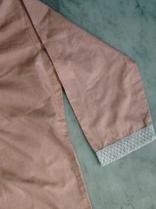 Peach Kurta Set with White Pants