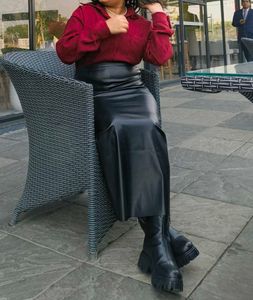 Black Faux Leather Maxi Skirt