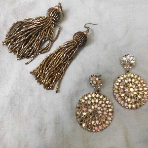 Boho Beaded Tassel Earrings + diamond mirrored ear